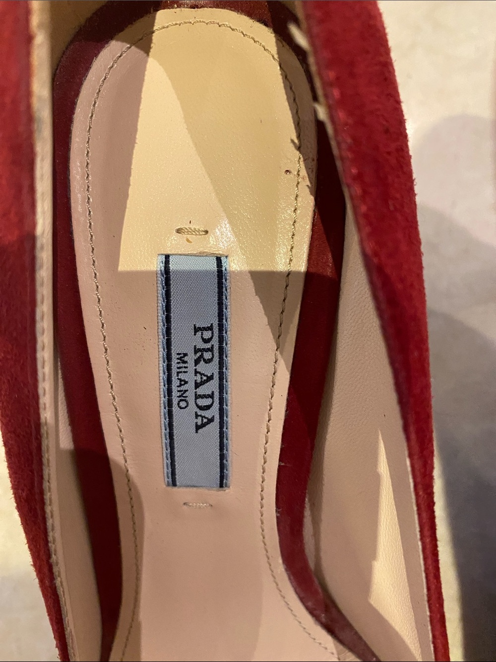Prada Burgundy Suede Pointed-Toe Pumps - Picture 5 of 8